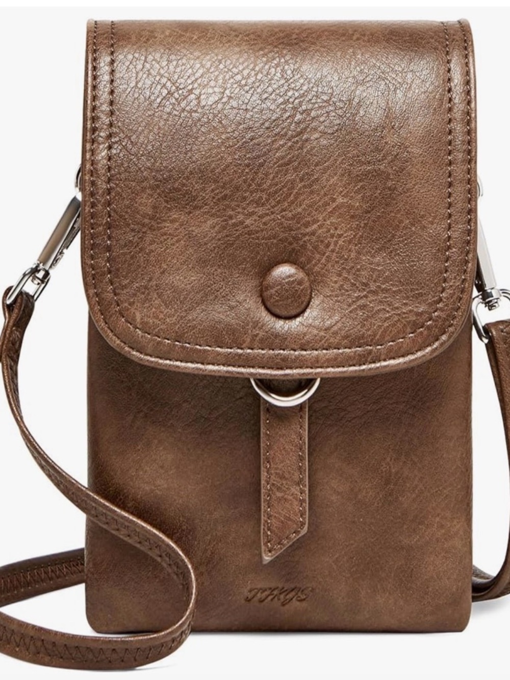 tuk Brown Faux Leather Crossbody Phone Bag